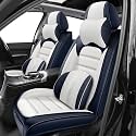 Car Seat Covers for X2,for BMW X2 2018-2025 2026,Waterproof Leather Seat Covers,Compatible Airbag,Front Set Comfort Car Seat Protectors for Most Cars(Pillows,Blue&amp;White)