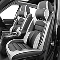 Car Seat Covers for X2,for BMW X2 2018-2025 2026,Waterproof Leather Seat Covers,Compatible Airbag,Front Set Comfort Car Seat Protectors for Most Cars(Pillows,Gray&White)
