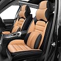 Car Seat Covers for X2,for BMW X2 2018-2025 2026,Waterproof Leather Seat Covers,Compatible Airbag,Front Set Comfort Car Seat Protectors for Most Cars(Pillows,Black&Orange)