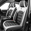 Car Seat Covers for X2,for BMW X2 2018-2025 2026,Waterproof Leather Seat Covers,Compatible Airbag,Front Set Comfort Car Seat Protectors for Most Cars(Gray&amp;White)
