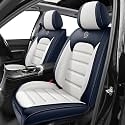 Car Seat Covers for X2,for BMW X2 2018-2025 2026,Waterproof Leather Seat Covers,Compatible Airbag,Front Set Comfort Car Seat Protectors for Most Cars(Blue&amp;White)
