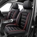 Car Seat Covers for X2,for BMW X2 2018-2025 2026,Waterproof Leather Seat Covers,Compatible Airbag,Front Set Comfort Car Seat Protectors for Most Cars(Black&Red)