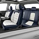 Car Seat Covers for X2,for BMW X2 2018-2025 2026,Waterproof Leather Seat Covers,Compatible Airbag,Full Set Comfort Car Seat Protectors for Most Cars(Blue&amp;White)