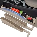 Car Seat Gap Filler Plug Strip with Storage Slot, Automotive Side Seat Organizer or Catcher Fill The Gap Between Seat & Console, Universal Auto Storage Box Inserts for Phone Coins Wallets Keys, Beige