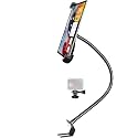 Car Seat Rail Tablet Mount for Truck, Aluminum Gooseneck Car Floor Bolt Tablet Holder Camera Clamp with 1/4'' Screw Adapter for Taxi, Van, Vehicle, Semi, SUV for iPad Pro/Air, Tabs, Gopro (9.5-14.5”)