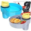 2PCS Car Seat Snack Tray for Kids: Kids Car Tray with Cup Holder, Toddlers Road Trip Essential, Travel Snacks Food Plate for Stroller, Snack Tray with a Cup Holder (Sky Blue&Gray)