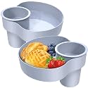 Car Seat Snack Tray for Kids: Kids Car Travel Tray with Cup Holder, Toddlers Road Trip Essential, Snacks Food Plate for Stroller, SnackTray with a Cup Holder (1, Gray)