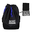 Car Seat Travel Bag for Airplane – Double-Closure Gate Check Bag for Car Seats with Padded Shoulder Straps, Rubberized Carrying Handle &amp; Storage Pouch – 18x18x34in (Blue)