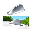 Car Shark Fin Antenna Cover, Top Roof Aerial Base AM/FM Radio Signal Base with Adhesive Tape, Fashionable Automotive Top Decoration Replacement, Universal for Vehicles (Silver)