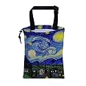 Car Trash Bag Abstract the Starry Night Leak-Proof Car Garbage Bag with Drawstring Foldable Canvas Trash Bin with Adjustable Buckle for Car Accessories
