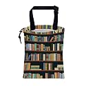 Car Trash Bag Books on Shelves Leak-Proof Car Garbage Bag with Drawstring Foldable Canvas Trash Bin with Adjustable Buckle for Car Accessories