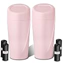 Car Trash Can with Lid-2Pack, Leakproof Garbage Can with 80 Attached Trash Bags, Mini Essential Car Accessories for Interior for Car, Home, Office（Sakura Pink）