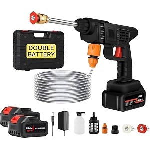 car washer high pressure gun hujiq sales cordless portable wireless pressure washer gun 48v 12000mah high pressure water gun for car wash bike washing cleaning adjustable nozzle and 5m hose pipe