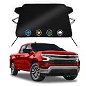 Car Windshield Cover for Ice and Snow for 2019-2026 Chevrolet Chevy Silverado 1500, 2-Layer Oxford Fabric Windshield Frost Cover with Side Mirror Cover for All Weather Windproof Rain Protection