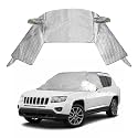 Car Windshield Cover with Side Mirror Covers 4 Layers Heavy Duty Protects Windshield from Rain Sun Frost Extra Large Size Fits SUV Trucks (White-SUVs)
