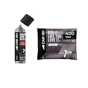 car101 tyre amp trim restorer pack of 1  multipurpose microfiber cleaning cloth pack of 4 grey 400 gsm 60x35cm  multi-purpose protectant for rubber  ultra-soft car amp bike cleaning towels