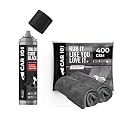 CAR101 Tyre &amp; Trim Restorer (Pack of 1) + Multipurpose Microfiber Cleaning Cloth (2Pcs, Grey, 400 GSM, 60x35cm)|Nano Polymer Technology|Multi-Purpose Protectant for Rubber|Car &amp; Bike Cleaning Towels
