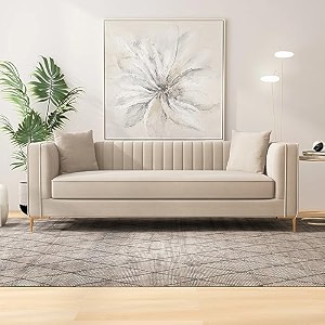 lewis 3 seater sofa for living room cream  modern 3 person sofas  premium fabric sofa set 3 seater couch for guests room festival gifts