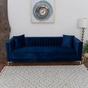 lewis 3 seater sofa set for living room blue  comfortable three seater sofas furniture  wooden sofa 3 seater couch for home dcor office
