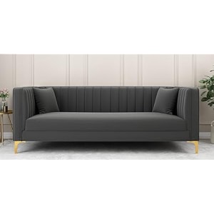 lewis 3 seater sofa set for living room dark grey  comfortable three seater sofas furniture  wooden sofa 3 seater couch for home dcor office