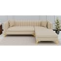 Lewis 4 Seater Fabric LHS L Shape Sofa Set for Living Room Cream RHS | L Shape 4 Seater Sofa with Lounger | Corner Sofa Couch for Office Festival Gift