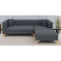 Lewis 4 Seater L Shape Sofa Set for Living Room Dark Grey RHS | Comfortable 4 Seat | L Shape 4 Seater Fabric Sofa with Cushion for Home Office