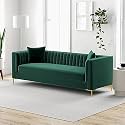 Lewis Fabric 3 Seater Sofa for Living Room Green | Comfortable 3 Person Sofa Furniture | Wooden Sofa 3 Seater Couch for Home Decor Wedding Gift