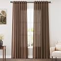 Caramel Brown Linen Curtains 84 Inches Long