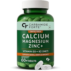 carbamide forte veg calcium and vitamin d3 tablets  calcium tablets for women amp men  magnesium zinc supplement with vitamin d3  k2 mk7 to support bones health joints amp immunity - 60 tablets