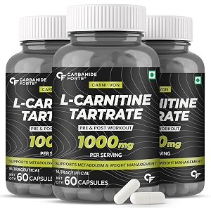carbamide forte carbamide forte l carnitine supplement 1000mg capsules for men amp women  pre workout supplement - 60 veg capsules pack of 3