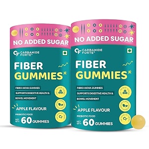 carbamide forte fiber gummies  daily fiber supplement gummies supports healthy digestion amp supports blood sugar management  prebiotic dietary fiber supplement  60 veg apple flavoured gummies