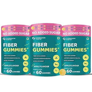 carbamide forte fiber gummies  daily fiber supplement gummies supports healthy digestion amp supports blood sugar management  prebiotic dietary fiber supplement  60 veg apple flavoured gummies