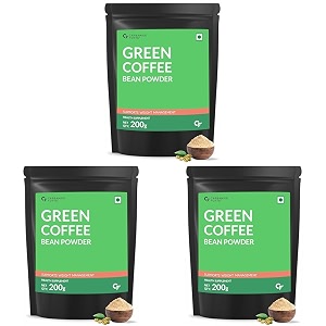 carbamide forte green coffee beans powder for weight loss with high cga amp low caffeine - 200g veg powder pack of 3