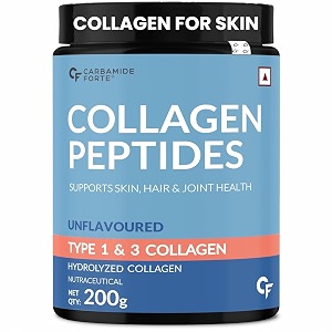 carbamide forte collagen supplements  collagen powder for women amp men  type 1 amp 3 hydrolyzed peptides that supports skin hair amp joint health  unflavoured - 200g