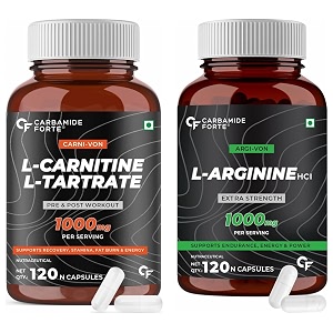 carbamide forte l arginine 1000mg supplement per serving - 120 veg capsules amp l-carnitine l-tartrate 1000mg capsules for men amp women - 120 veg capsules