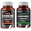 Carbamide Forte L Arginine 1000mg Supplement Per Serving - 120 Veg Capsules &amp; L-Carnitine L-Tartrate 1000mg Capsules for Men &amp; Women - 120 Veg Capsules