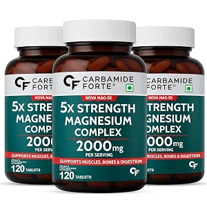 carbamide forte magnesium supplement with 5x strength formulated with magnesium glycinate amp citrate and a triple mineral complex  2000 mg per serving  120 tablets pack of 3
