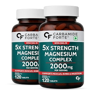 carbamide forte magnesium supplement with 5x strength formulated with magnesium glycinate amp citrate and a triple mineral complex  2000 mg per serving  120 tablets pack of 2