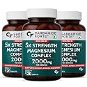 Carbamide Forte Magnesium Supplement with 5X Strength, formulated with Magnesium Glycinate &amp; Citrate and a Triple Mineral Complex | 2000 mg per Serving | 120 Tablets (Pack of 3)