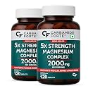 Carbamide Forte Magnesium Supplement with 5X Strength, formulated with Magnesium Glycinate &amp; Citrate and a Triple Mineral Complex | 2000 mg per Serving | 120 Tablets (Pack of 2)