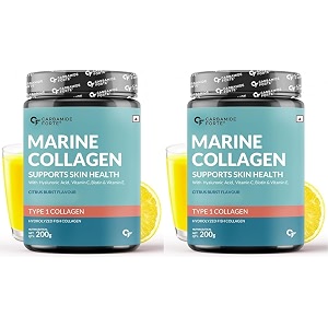 carbamide forte marine collagen powder supplement  glowing skin amp bone health support collagen supplements for women amp men - hydrolyzed collagen peptides - 200g pack of 2