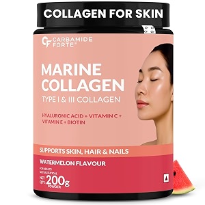 carbamide forte marine collagen powder for women amp men  skin care supplemets  marine collagen powder supplements in watermelon flavour - 200g