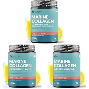 carbamide forte marine collagen powder supplement  glowing skin amp bone health support collagen supplements for women amp men - hydrolyzed collagen peptides - 200g pack of 3