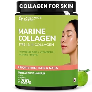 carbamide forte marine collagen powder for women amp men  skin care supplemets  marine collagen powder supplements in green apple flavour - 200g