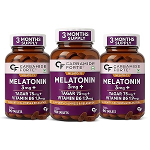 carbamide forte melatonin 3mg with tagara 75mg sleeping aid pills  90 tablets pack of 3