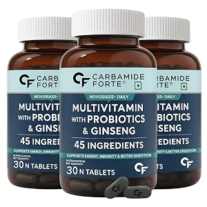 carbamide forte multivitamin for men with probiotics supplement - 30 veg tabletscomprehensive multivitamin for men with ginseng grape seed vitamin c and vitamin k2 mk7 3 count 30 capsules