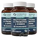 Carbamide Forte Multivitamin for Men with Probiotics Supplement - 30 Veg Tablets|Comprehensive Multivitamin for Men with Ginseng, Grape Seed, Vitamin C, and Vitamin K2 MK7, 3 count, 30 capsules