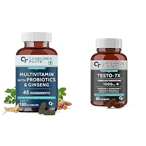 carbamide forte multivitamin tablets with probiotics amp ashwagandha  multivitamin supplement with 45 ingredients - 180 tablets amp testosterone supplement  60 veg tablets combo