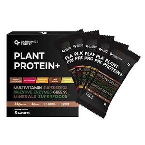 carbamide forte plant protein powder - plant based protein powder with multivitamin minerals superfoods pea protein digestive enzymes  5 flavors protein powder - pack of 5 25 grams 1 scoop
