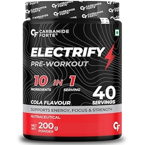 carbamide forte pre workout for men amp women  pre workout supplement for men amp women for energy focus amp strength  pre-workout supplements for gym  cola flavor - 200g